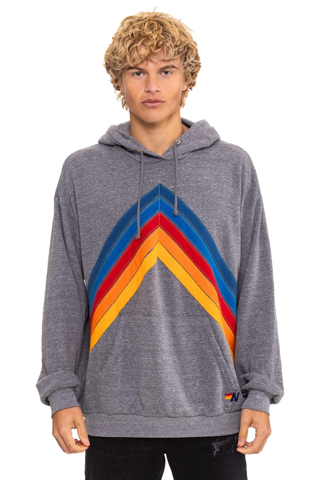MOUNTAIN STITCH CHEVRON PULLOVER HOODIE RELAXED - HEATHER GREY