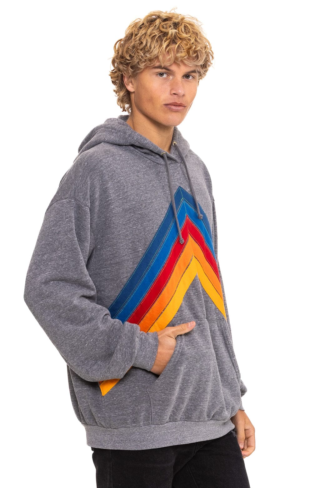 MOUNTAIN STITCH CHEVRON PULLOVER HOODIE RELAXED - HEATHER GREY