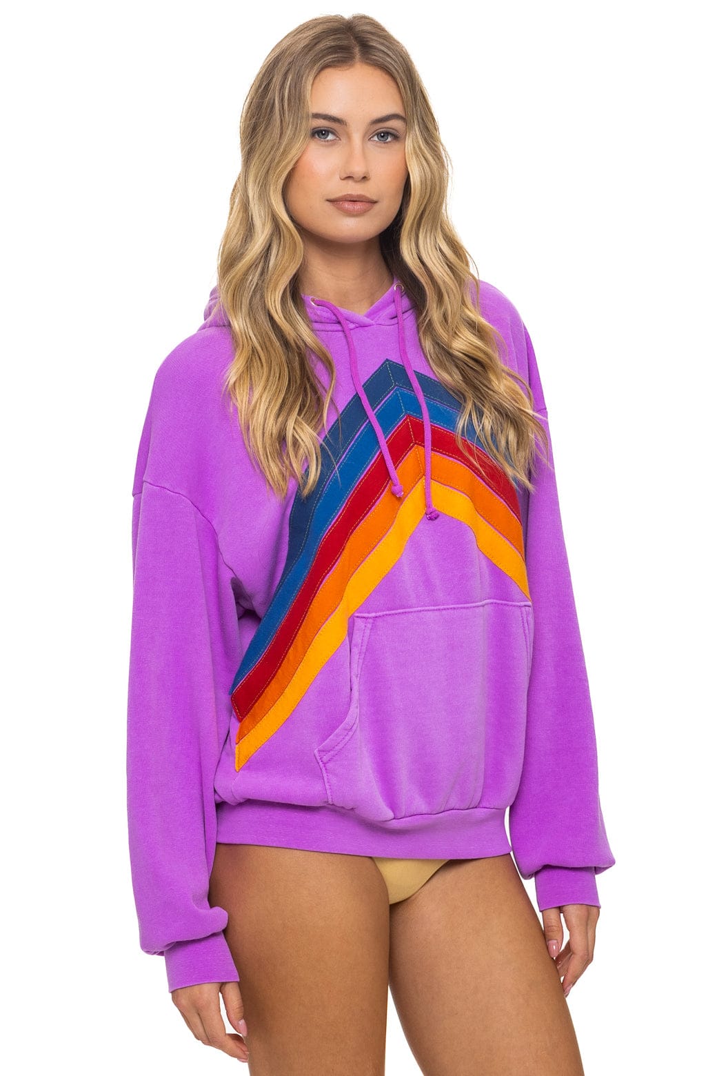 MOUNTAIN STITCH CHEVRON PULLOVER HOODIE RELAXED - NEON PURPLE