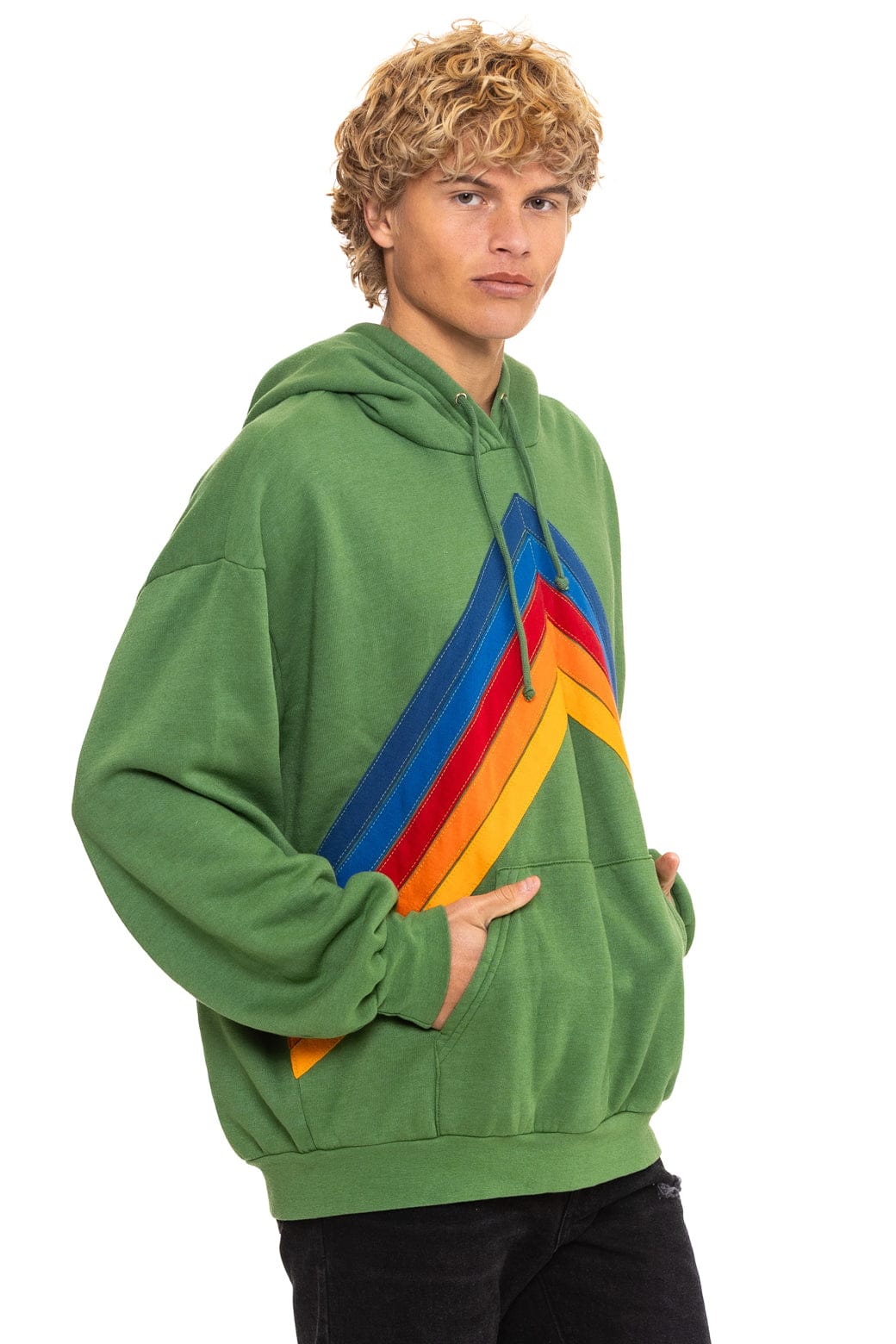 MOUNTAIN STITCH CHEVRON PULLOVER HOODIE RELAXED - PALM