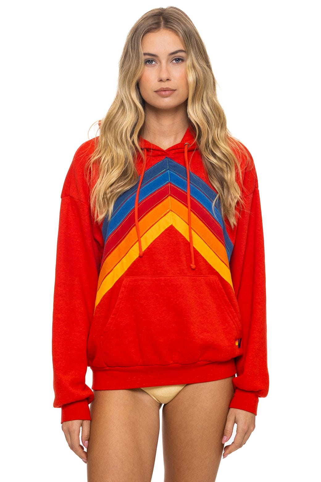 MOUNTAIN STITCH CHEVRON PULLOVER HOODIE RELAXED - RED