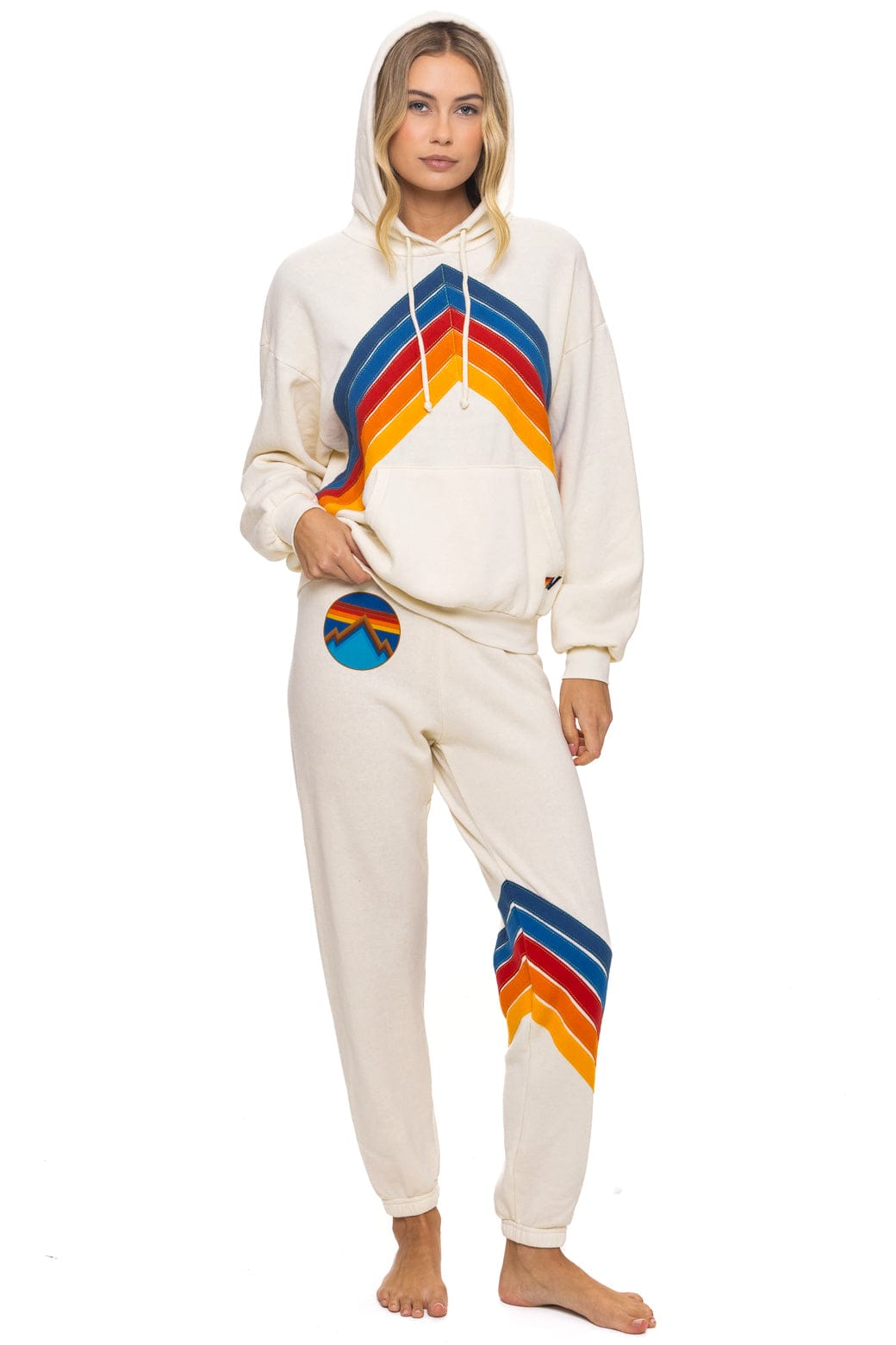 MOUNTAIN STITCH CHEVRON PULLOVER HOODIE RELAXED - VINTAGE WHITE