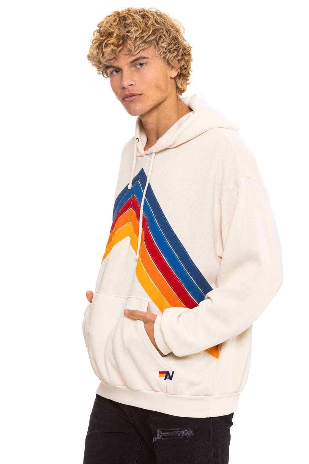 MOUNTAIN STITCH CHEVRON PULLOVER HOODIE RELAXED - VINTAGE WHITE