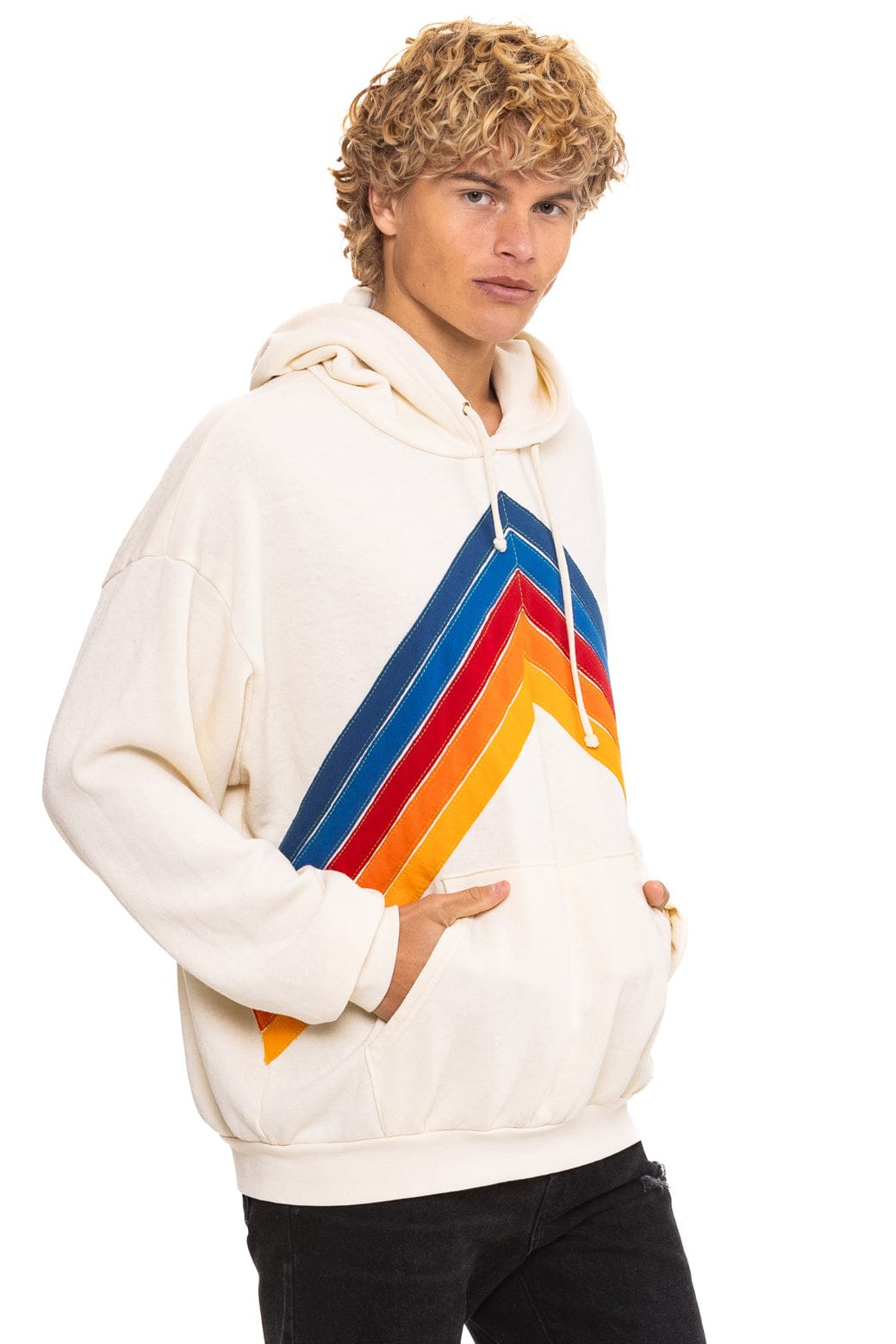 MOUNTAIN STITCH CHEVRON PULLOVER HOODIE RELAXED - VINTAGE WHITE