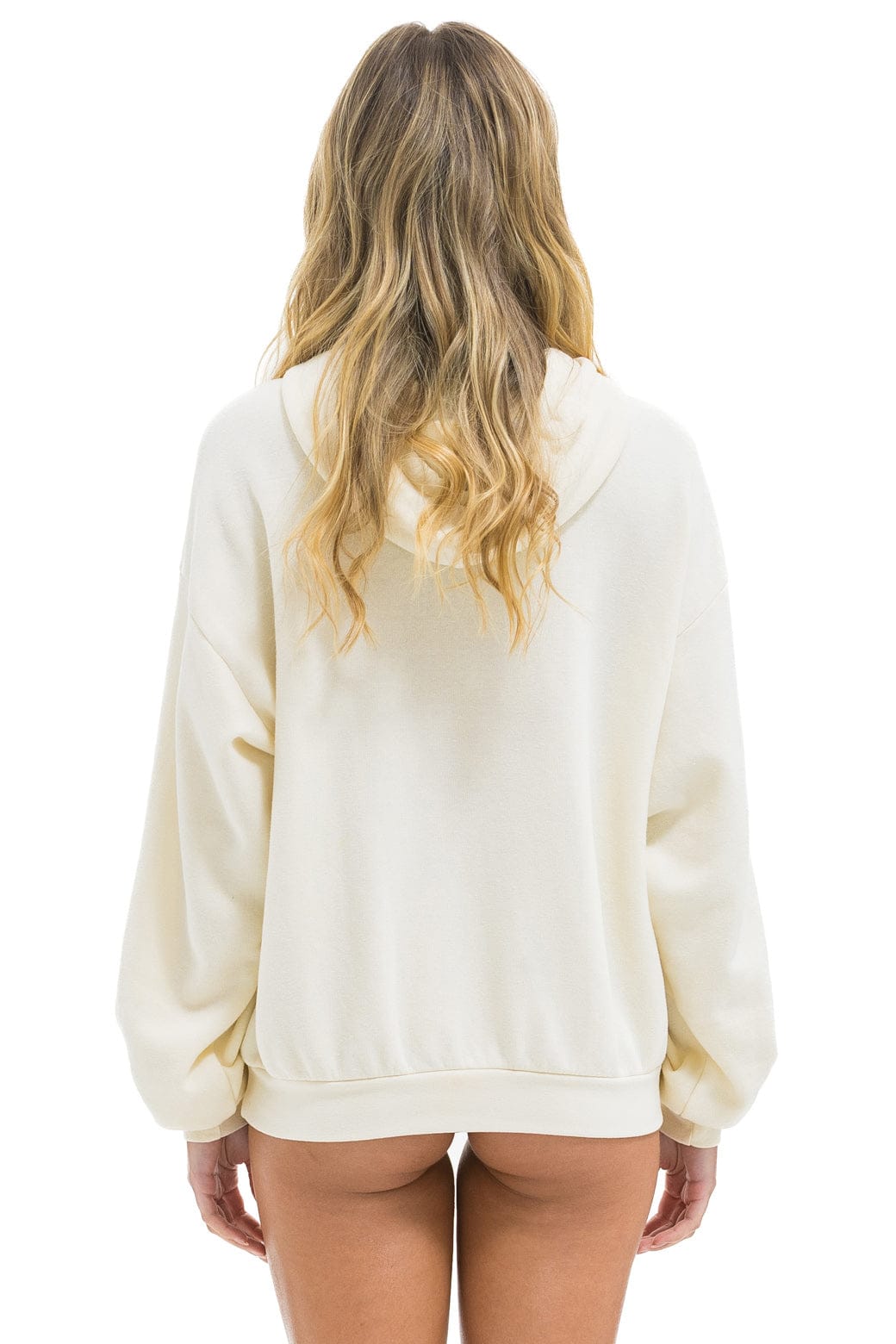 CROSS STRIPE RELAXED PULLOVER HOODIE - VINTAGE WHITE // BROWN