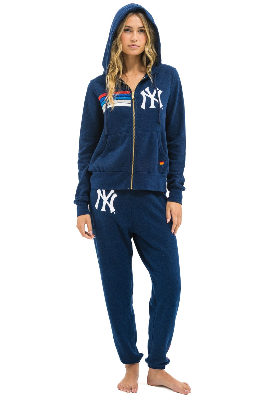 NY YANKEES 5 STRIPE UNISEX SWEATPANTS - NAVY // USA