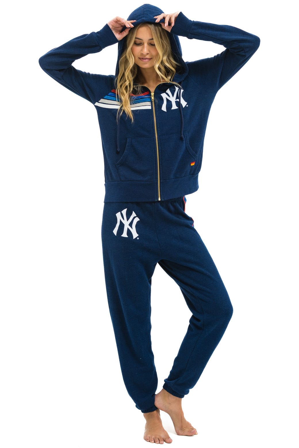 NY YANKEES 5 STRIPE UNISEX SWEATPANTS - NAVY // USA