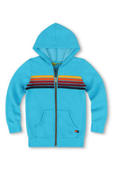 KID'S 5 STRIPE HOODIE - NEON BLUE
