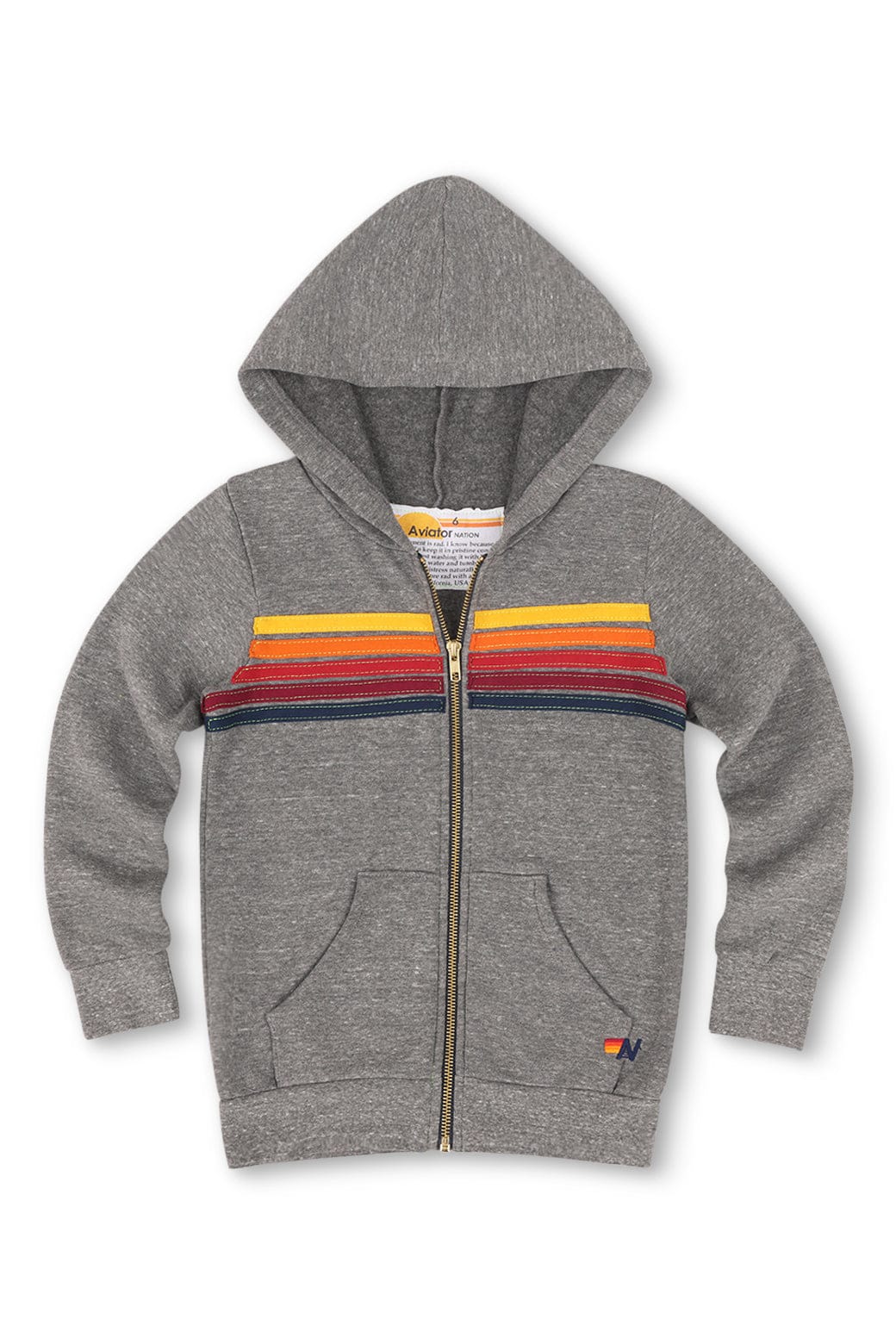 KID'S 5 STRIPE HOODIE - HEATHER GREY