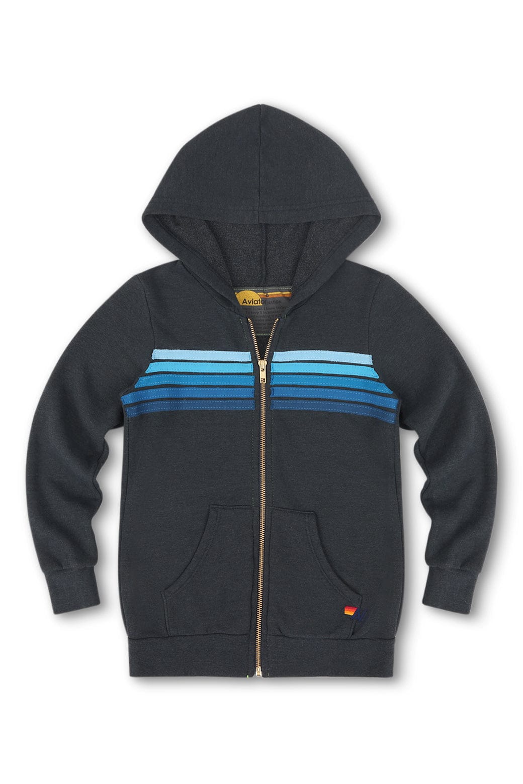KID'S 5 STRIPE HOODIE - CHARCOAL // BLUE