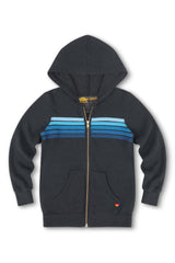 KID'S 5 STRIPE HOODIE - CHARCOAL // BLUE