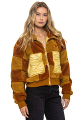 TEDDY CHECKERBOARD WOMENS FULL ZIP JACKET - HONEY // WHISKEY