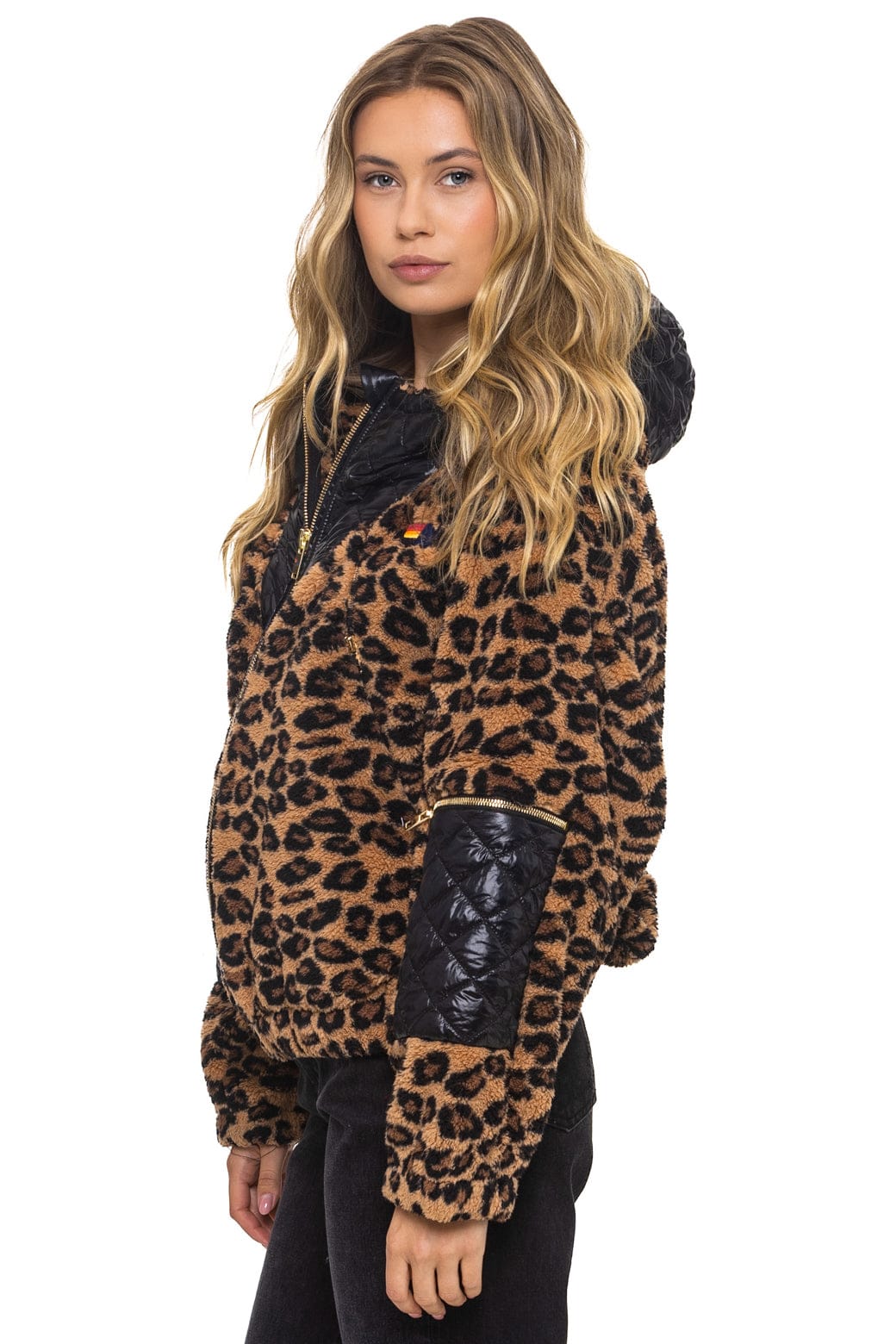 TEDDY UNISEX OVERSIZED HOODED FULL ZIP JACKET - CHEETAH
