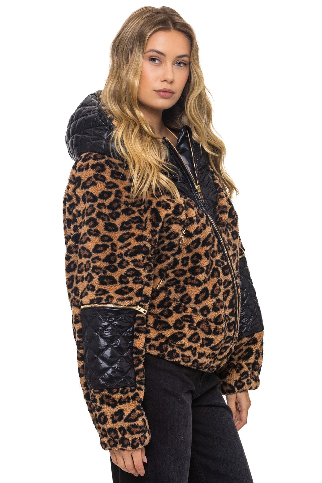 TEDDY UNISEX OVERSIZED HOODED FULL ZIP JACKET - CHEETAH