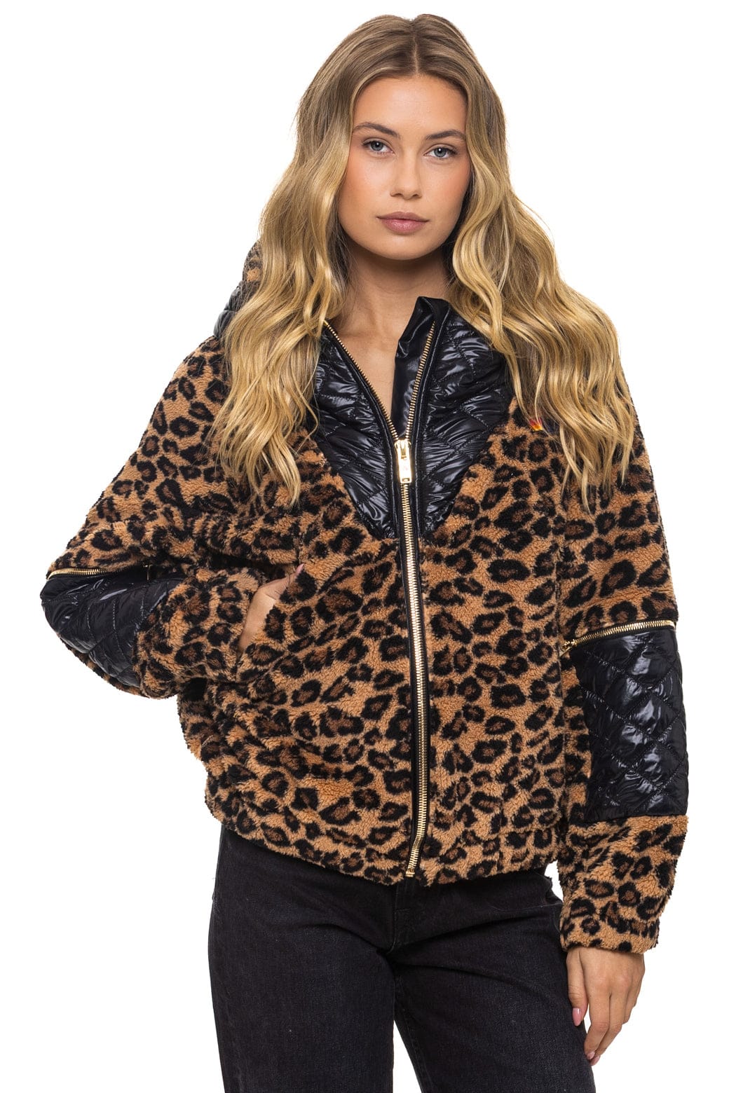 TEDDY UNISEX OVERSIZED HOODED FULL ZIP JACKET - CHEETAH
