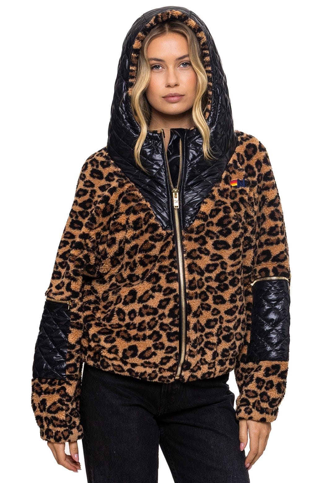 TEDDY UNISEX OVERSIZED HOODED FULL ZIP JACKET - CHEETAH