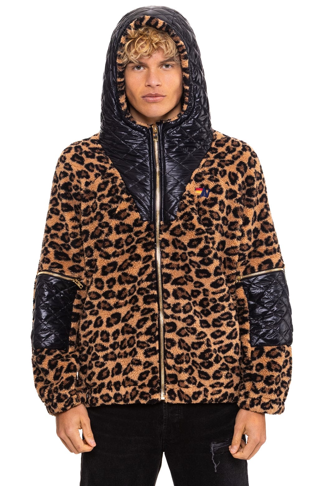 TEDDY UNISEX OVERSIZED HOODED FULL ZIP JACKET - CHEETAH