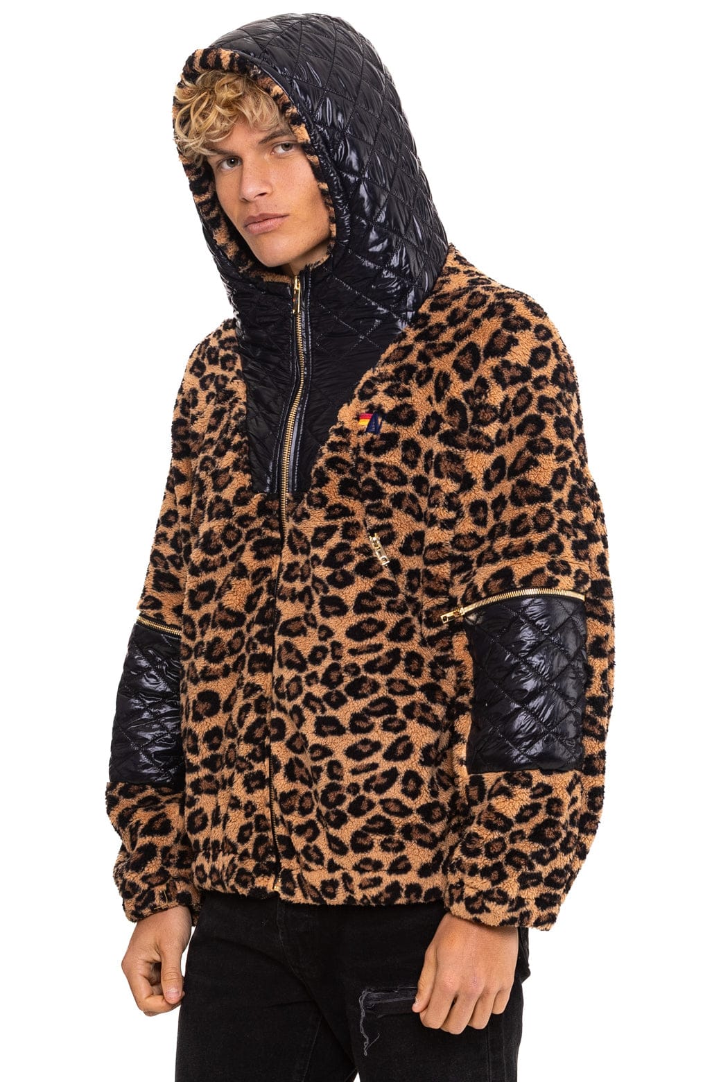 TEDDY UNISEX OVERSIZED HOODED FULL ZIP JACKET - CHEETAH