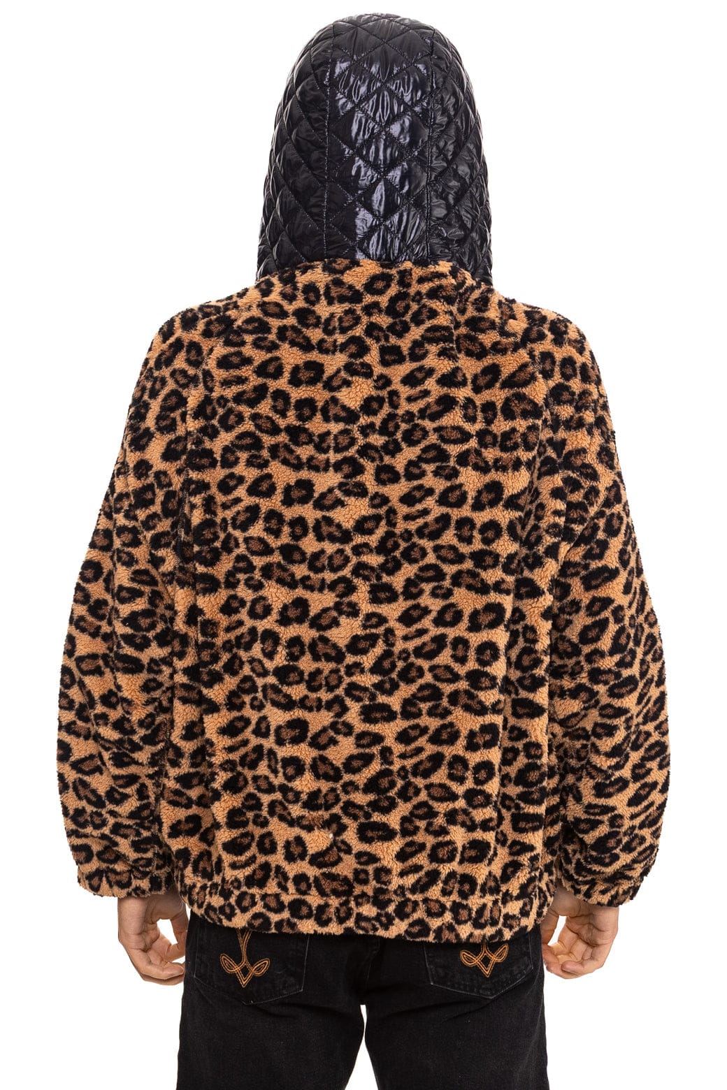 TEDDY UNISEX OVERSIZED HOODED FULL ZIP JACKET - CHEETAH