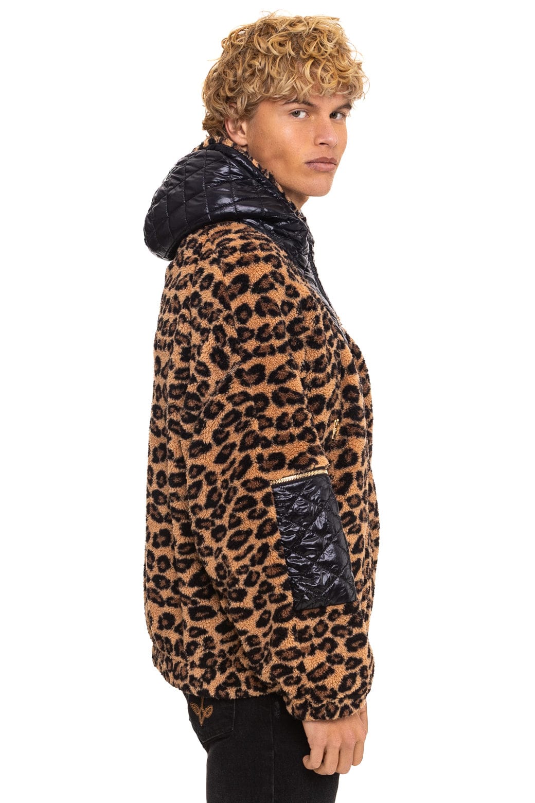 TEDDY UNISEX OVERSIZED HOODED FULL ZIP JACKET - CHEETAH