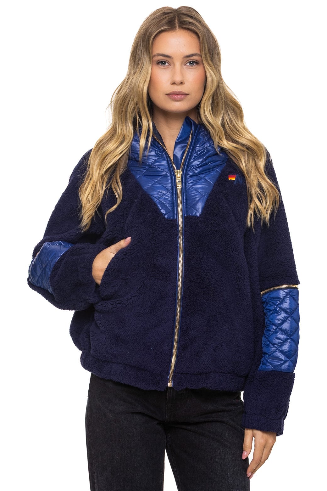 TEDDY UNISEX OVERSIZED HOODED FULL ZIP JACKET - NAVY