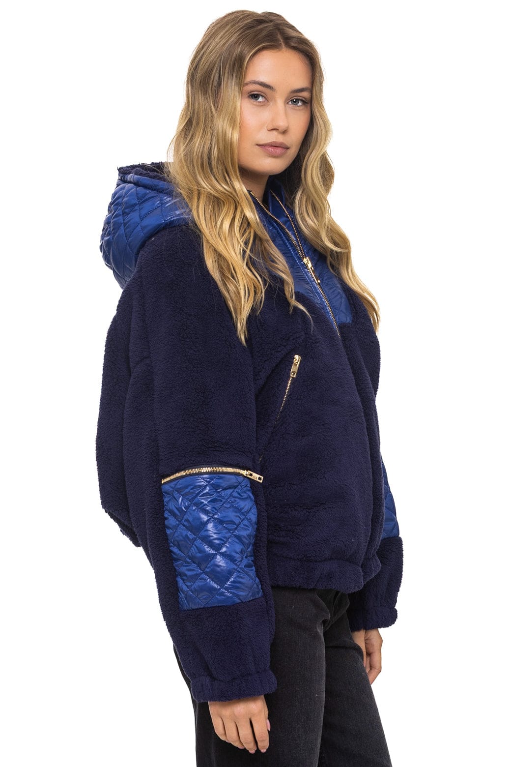 TEDDY UNISEX OVERSIZED HOODED FULL ZIP JACKET - NAVY