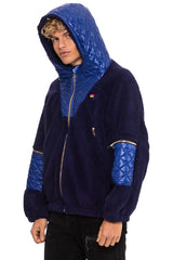 TEDDY UNISEX OVERSIZED HOODED FULL ZIP JACKET - NAVY