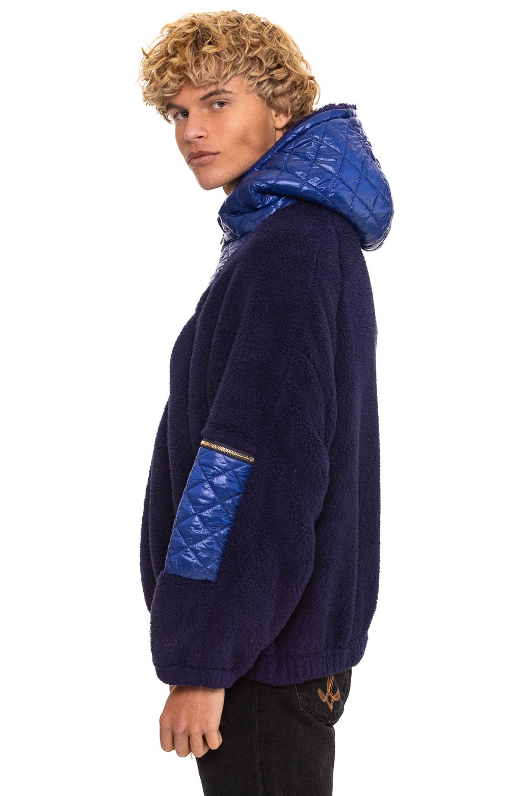 TEDDY UNISEX OVERSIZED HOODED FULL ZIP JACKET - NAVY