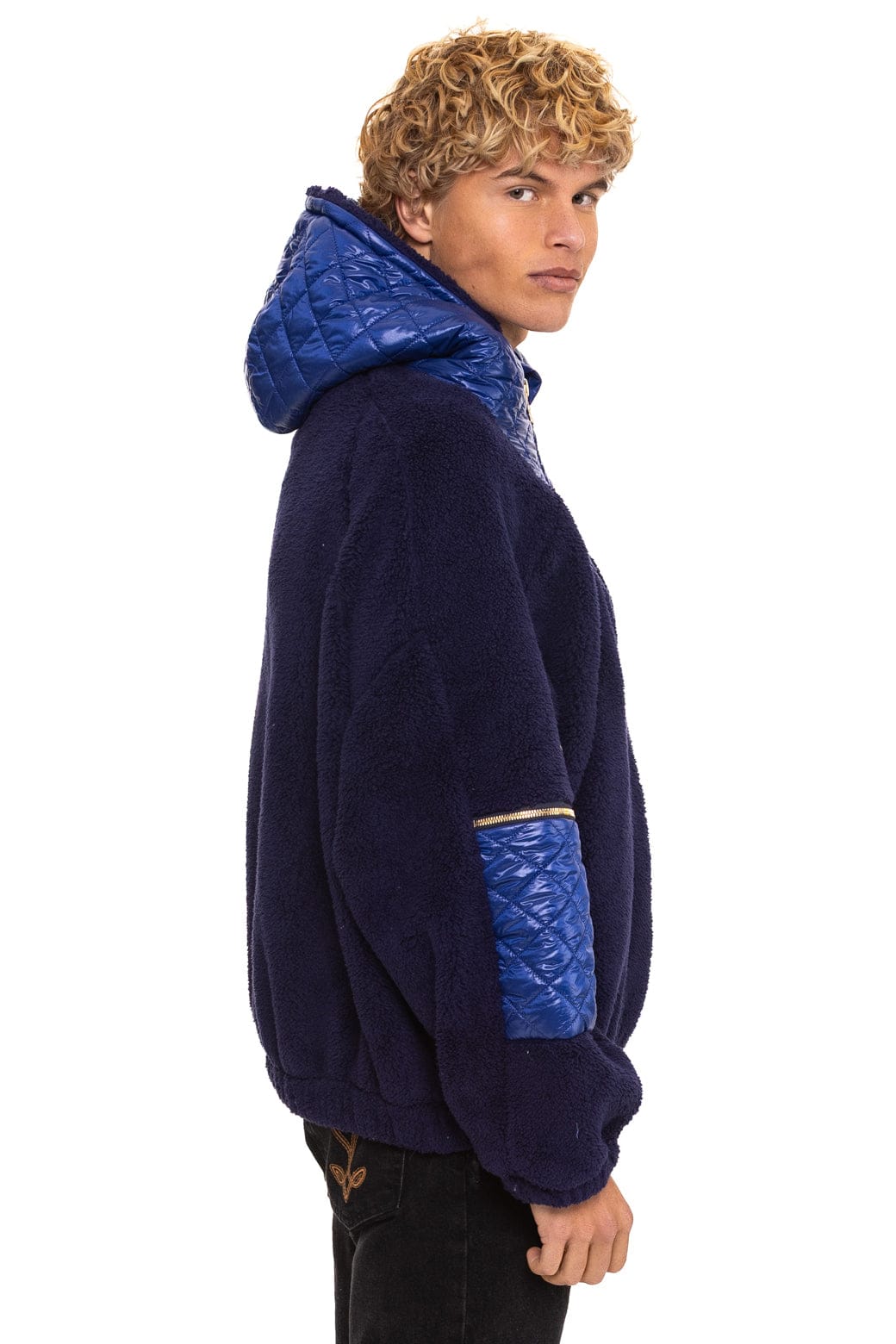 TEDDY UNISEX OVERSIZED HOODED FULL ZIP JACKET - NAVY