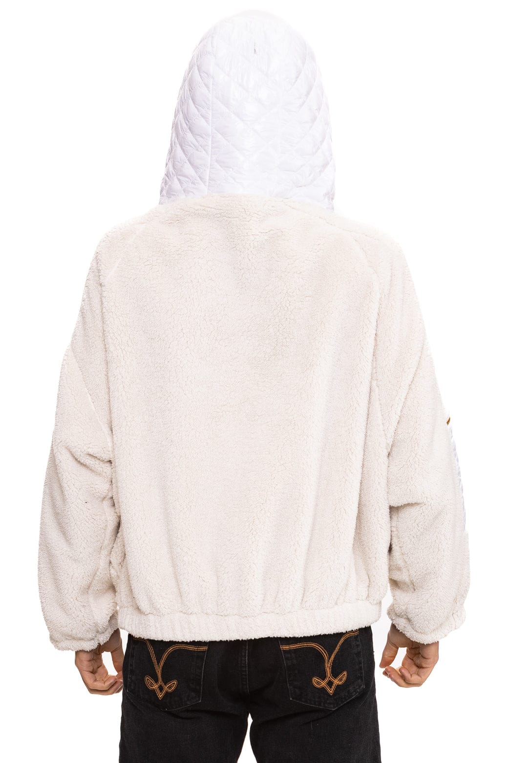 TEDDY UNISEX OVERSIZED HOODED FULL ZIP JACKET - VINTAGE WHITE