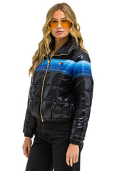 5 STRIPE APRES JACKET - GLOSSY BLACK // BLUE STRIPES