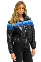 5 STRIPE APRES JACKET - GLOSSY BLACK // BLUE STRIPES