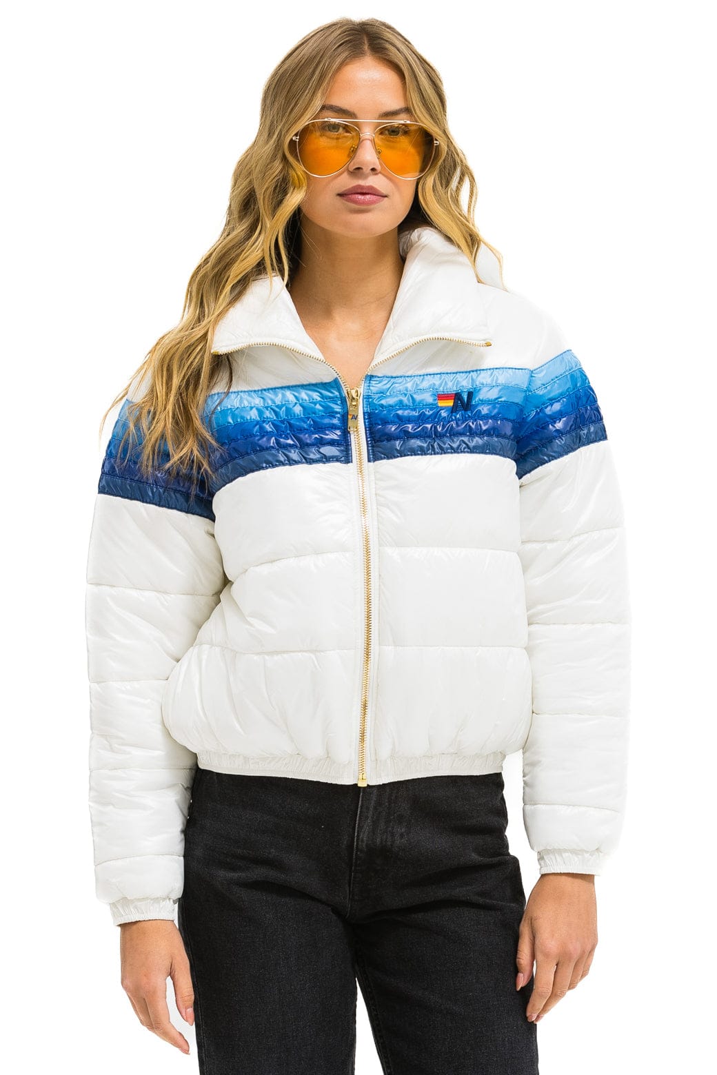 5 STRIPE APRES JACKET - GLOSSY WHITE // BLUE STRIPES