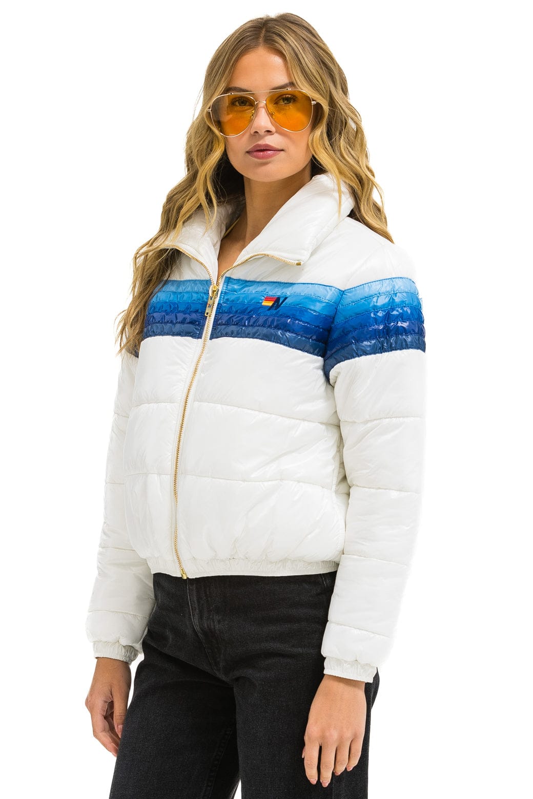 5 STRIPE APRES JACKET - GLOSSY WHITE // BLUE STRIPES