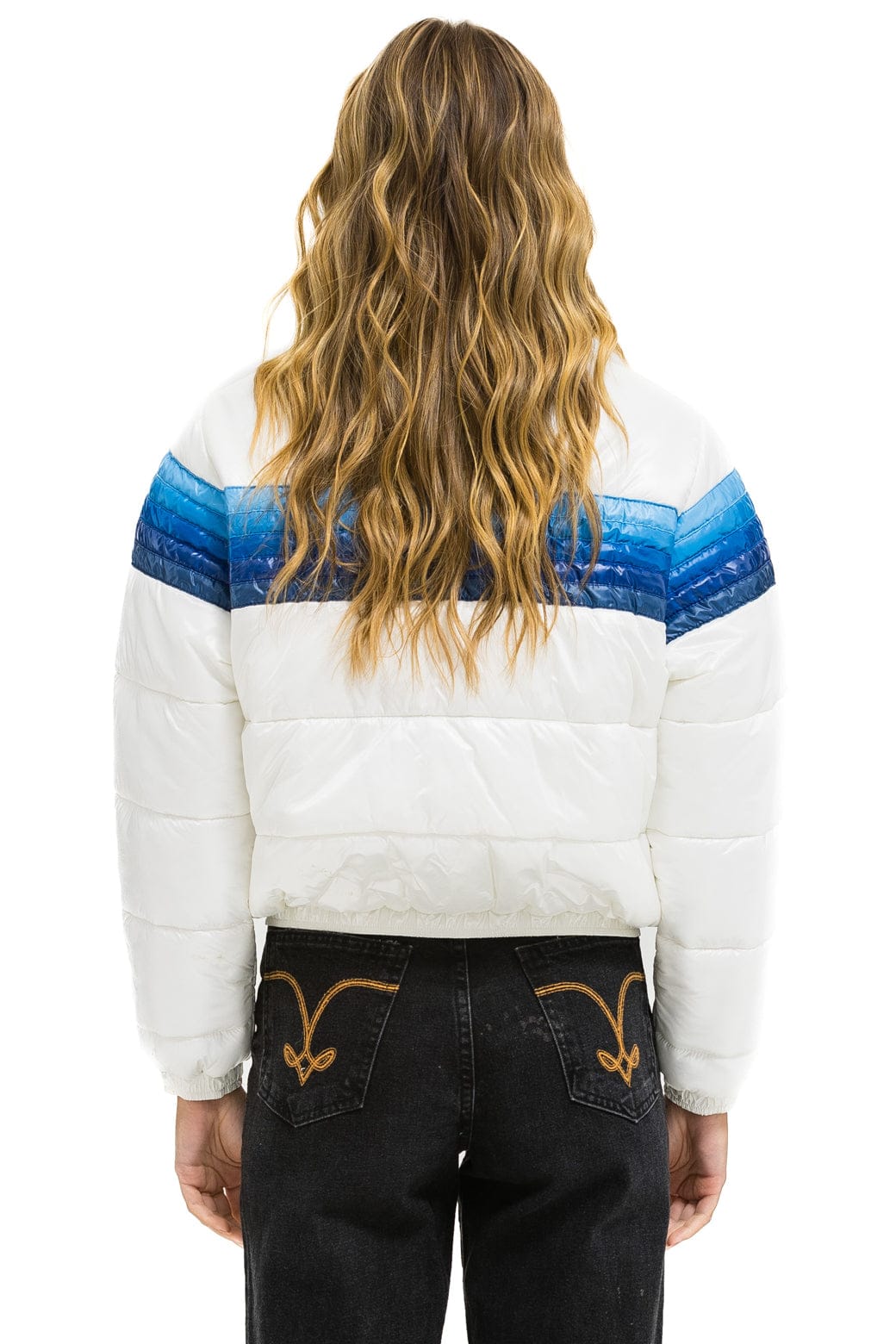 5 STRIPE APRES JACKET - GLOSSY WHITE // BLUE STRIPES