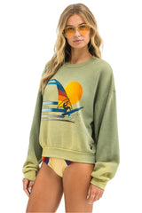 WINDSURF JUMP RELAXED CREW SWEATSHIRT - FADED ARMY