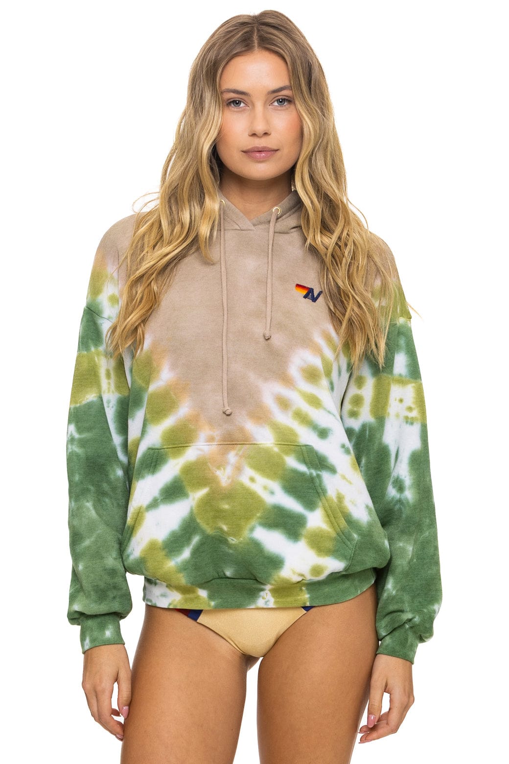 HAND DYED V RELAXED PULLOVER HOODIE - TIE DYE SAND // JUNGLE