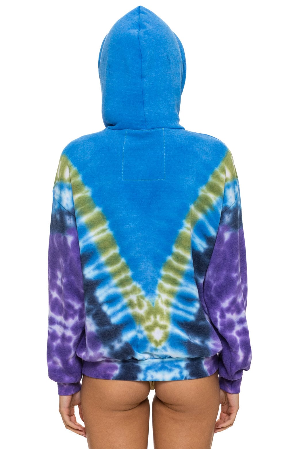 HAND DYED V RELAXED PULLOVER HOODIE - TIE DYE OCEAN // PURPLE