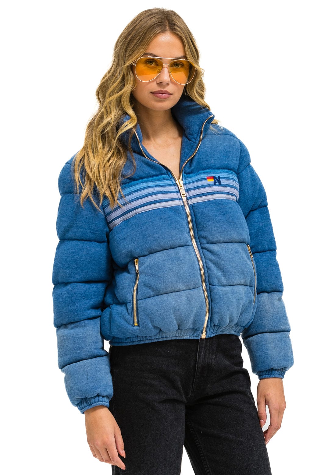 5 STRIPE FADED APRES JACKET - FADED WATER