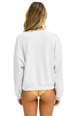 HEART STITCH RELAXED CREW SWEATSHIRT - WHITE