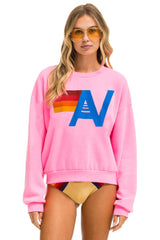 LOGO RELAXED CREW SWEATSHIRT - NEON PINK