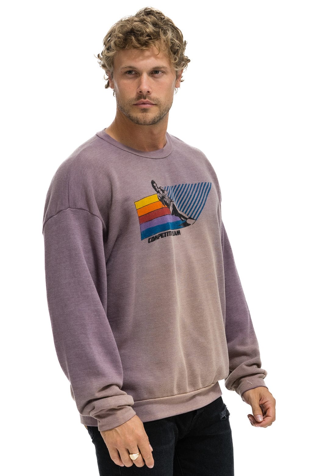 WATER SKIER RELAXED CREW SWEATSHIRT - FADED MOCHA