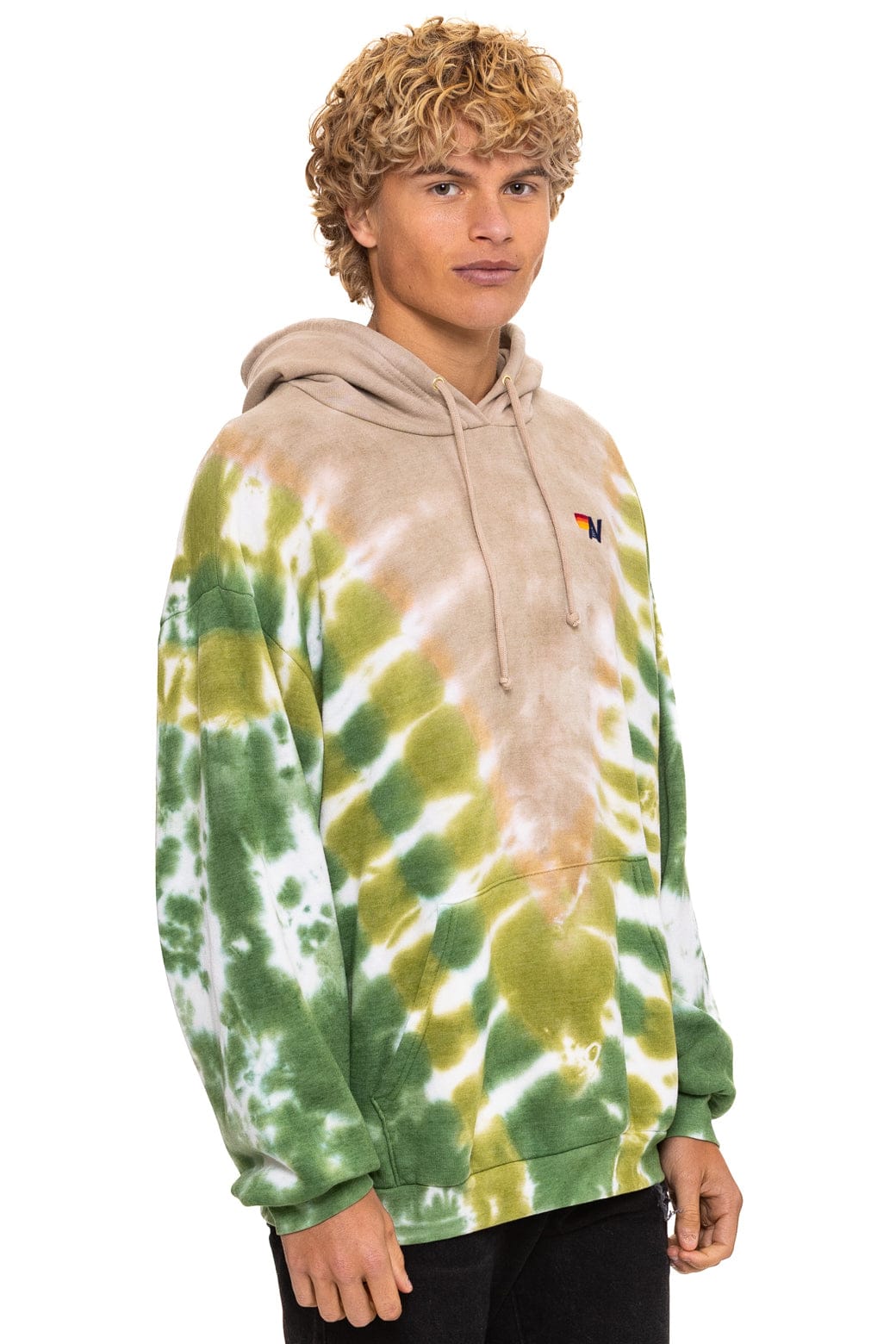 HAND DYED V RELAXED PULLOVER HOODIE - TIE DYE SAND // JUNGLE