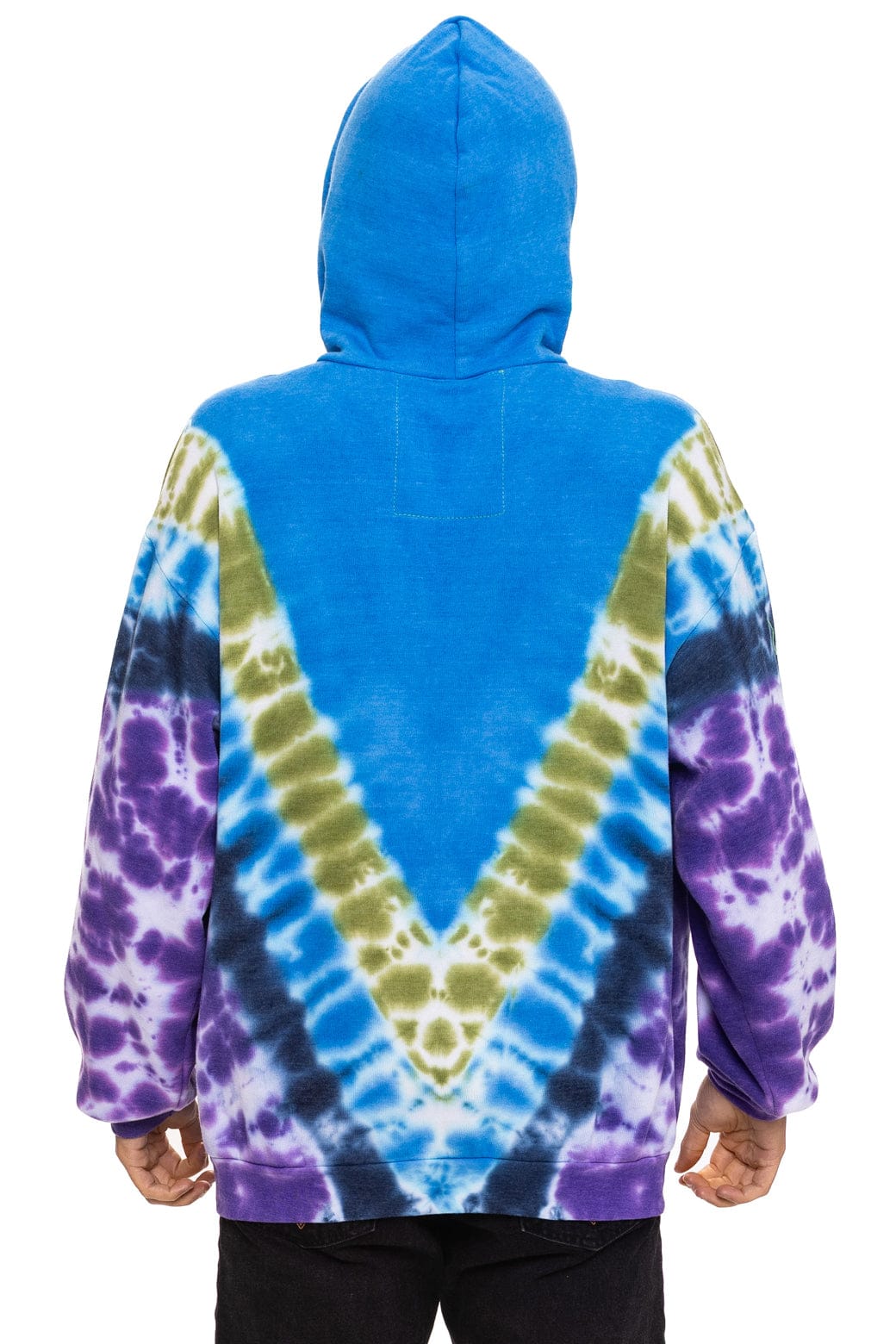 HAND DYED V RELAXED PULLOVER HOODIE - TIE DYE OCEAN // PURPLE