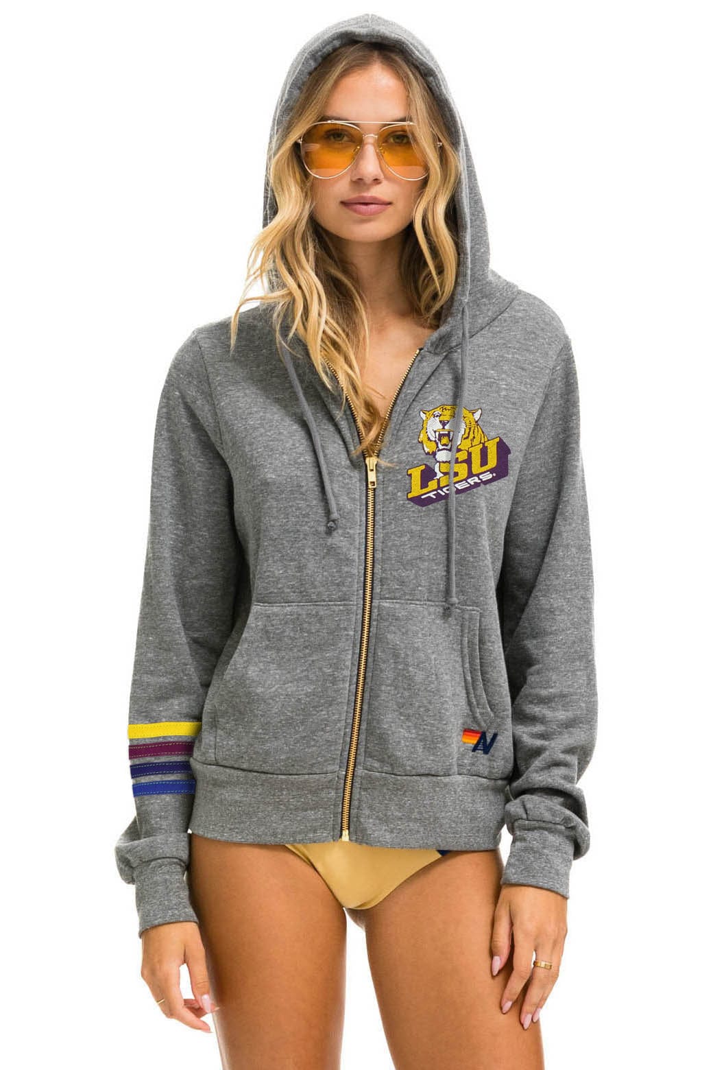 LSU BOLT ZIP HOODIE  - HEATHER GREY