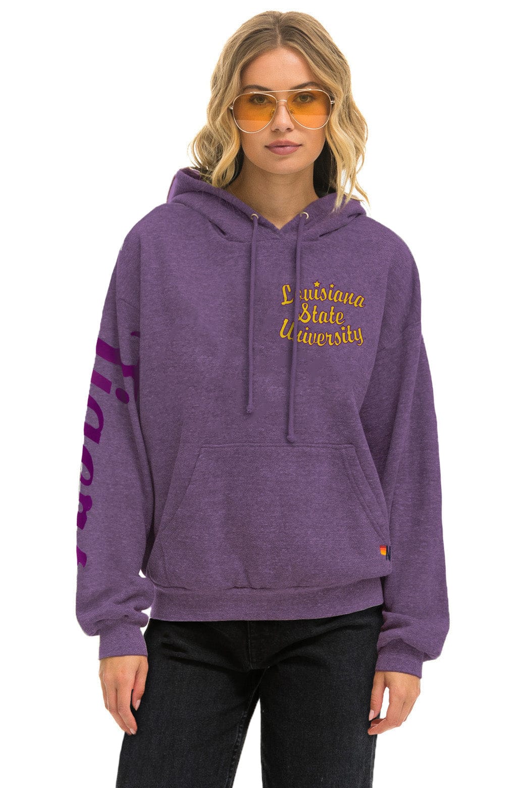LSU TIGER RELAXED PULLOVER HOODIE  - GRAPE