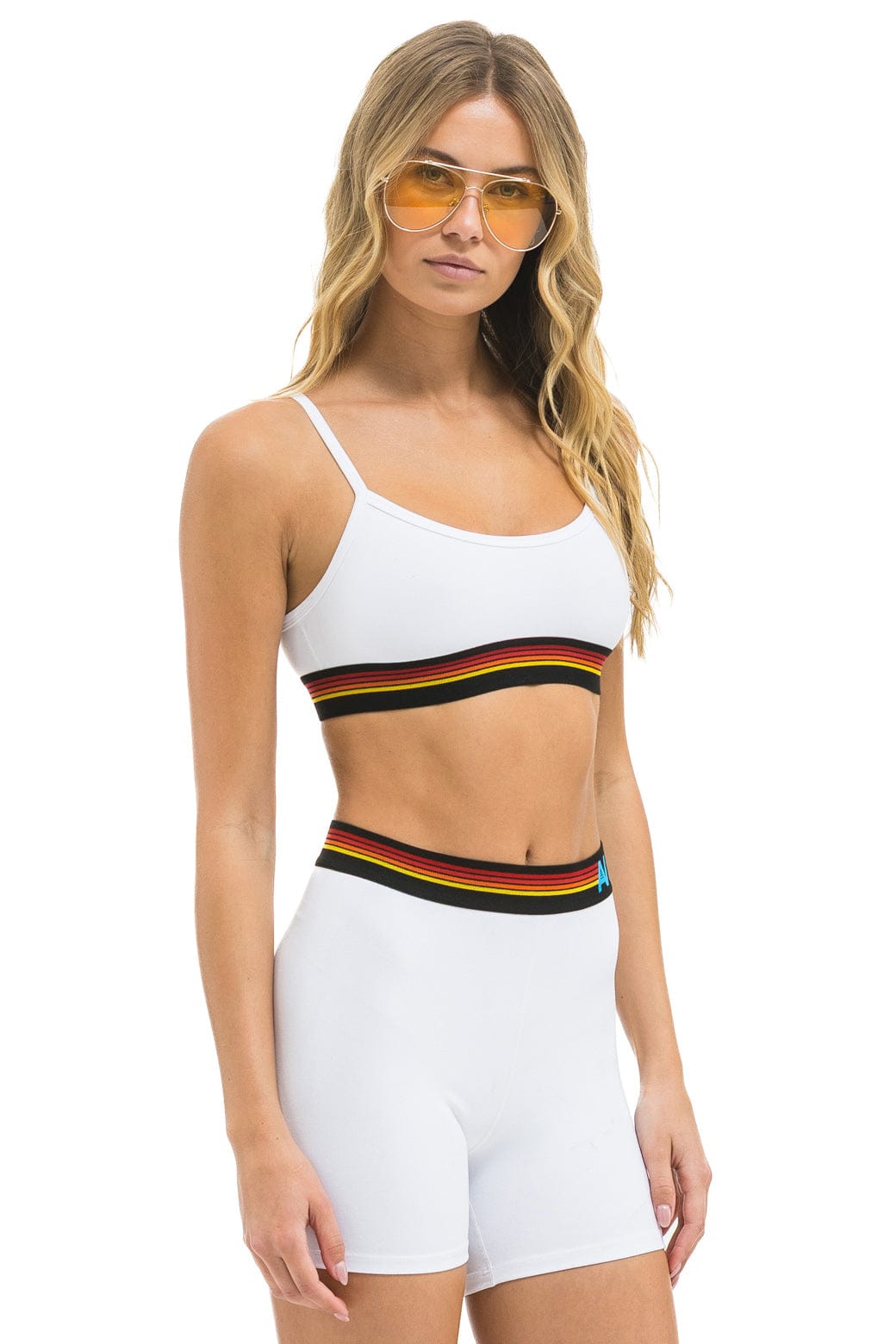 LOGO 4 INCH HI-RISE BIKER SHORT - WHITE