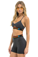 LOGO ELASTIC KEYHOLE BRA - CHARCOAL