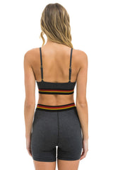 LOGO ELASTIC KEYHOLE BRA - CHARCOAL