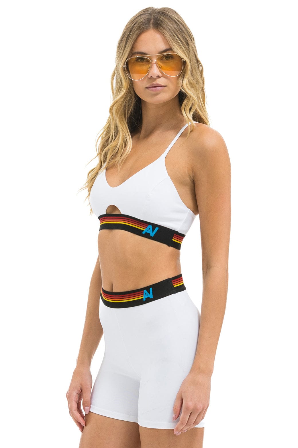 LOGO ELASTIC KEYHOLE BRA - WHITE